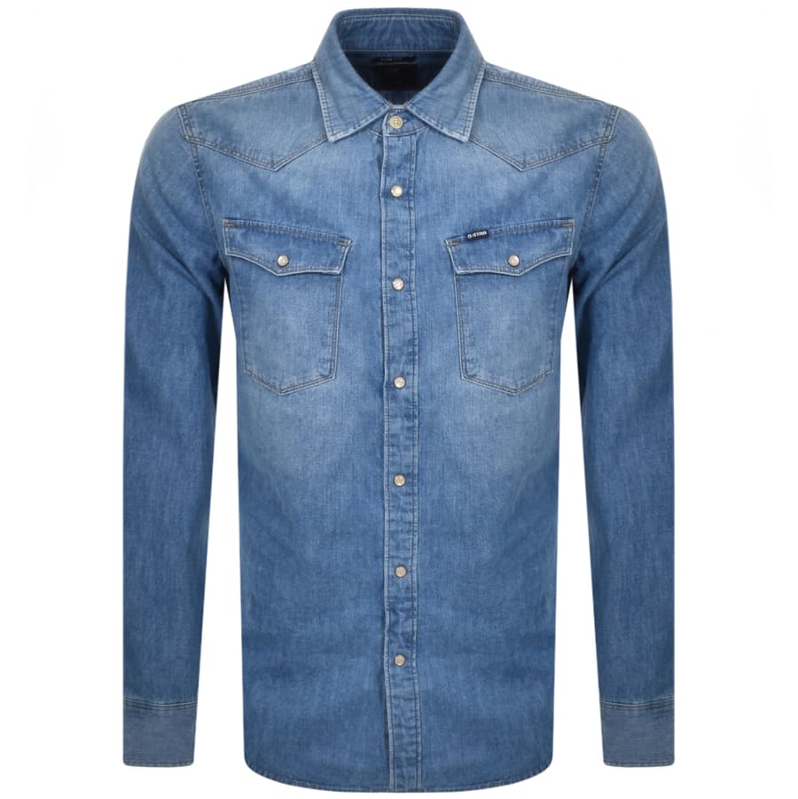 Alternative Image for ProductG Star Raw Slim 3301 Long Sleeved Shirt Blue1